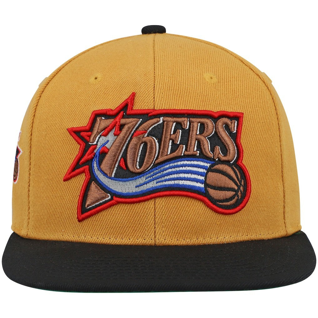 Mitchell & Ness Philadelphia 76ers Hardwood Classics Snapback Hat Gold/Black