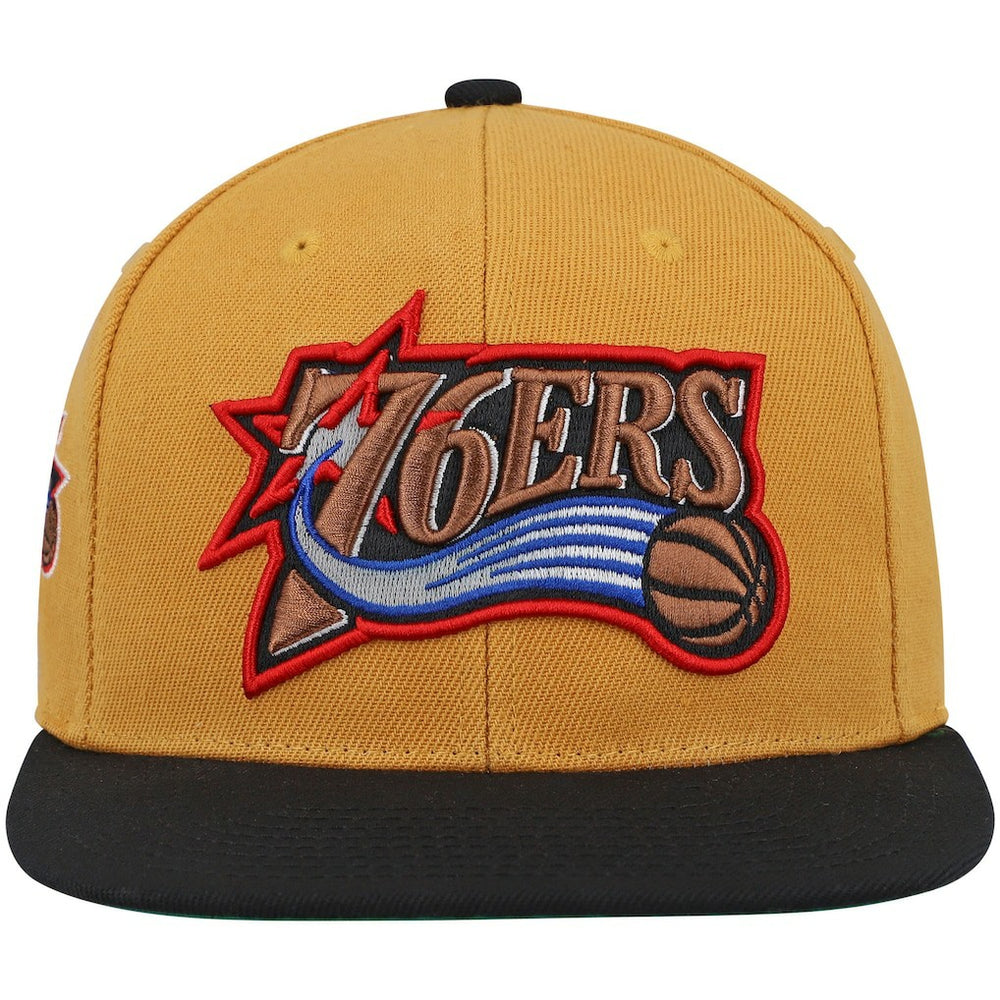Mitchell & Ness Philadelphia 76ers Hardwood Classics Snapback Hat Gold/Black