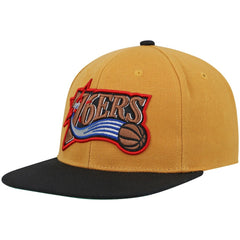Mitchell & Ness Philadelphia 76ers Hardwood Classics Snapback Hat Gold/Black