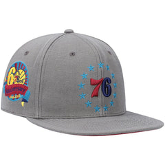 Mitchell & Ness Philadelphia 76ers Hardwood Classics 60th Anniversary Carbon Cabernet Fitted Hat Charcoal