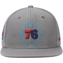 Mitchell & Ness Philadelphia 76ers Hardwood Classics 60th Anniversary Carbon Cabernet Fitted Hat Charcoal