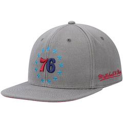 Mitchell & Ness Philadelphia 76ers Hardwood Classics 60th Anniversary Carbon Cabernet Fitted Hat Charcoal