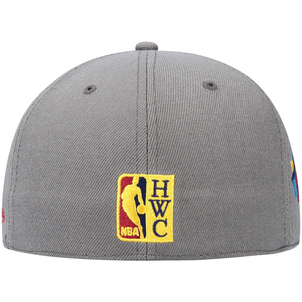 Mitchell & Ness Philadelphia 76ers Hardwood Classics 60th Anniversary Carbon Cabernet Fitted Hat Charcoal