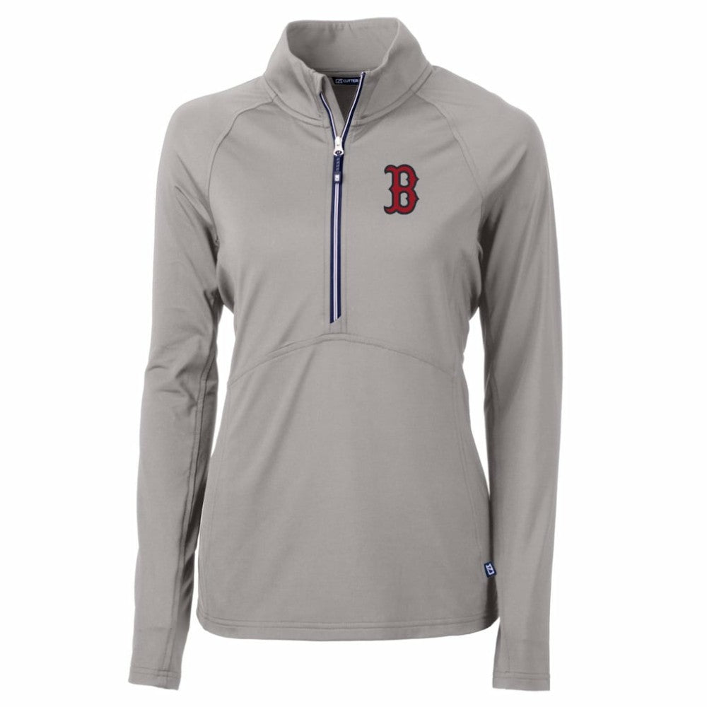 Boston Red Sox Cutter & Buck Women's Adapt Eco Knit Stretch Half-Zip Pullover Top Outlet