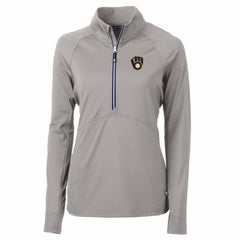 Milwaukee Brewers Cutter & Buck Women's Adapt Eco Knit Stretch Half-Zip Pullover Top Outlet