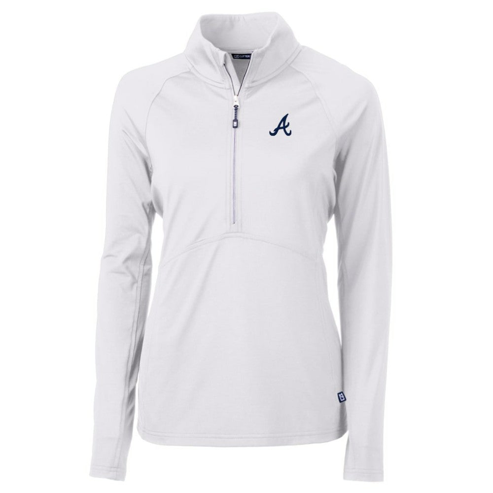 Atlanta Braves Cutter & Buck Women's Adapt Eco Knit Stretch Half-Zip Pullover Top Discount