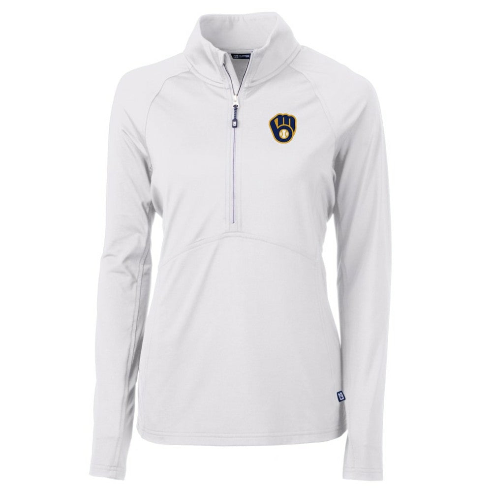 Milwaukee Brewers Cutter & Buck Women's Adapt Eco Knit Stretch Half-Zip Pullover Top Online