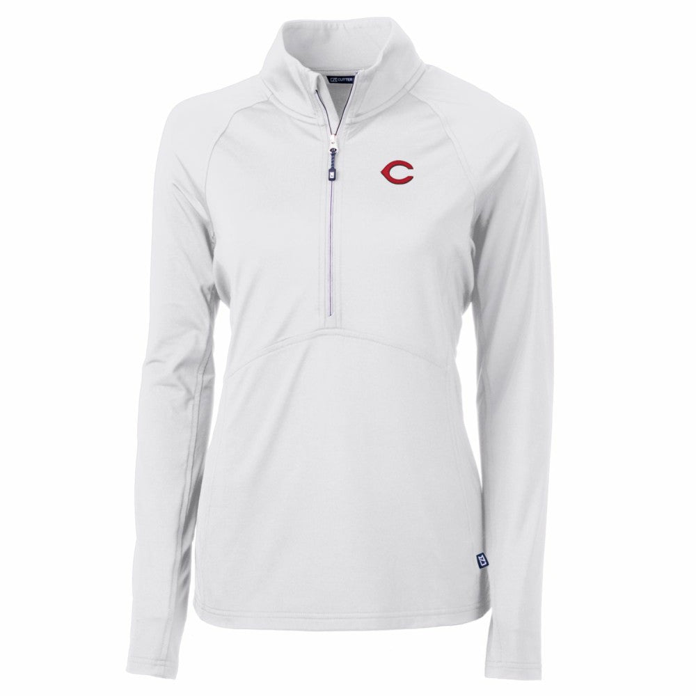 Cincinnati Reds Cutter & Buck Women's Adapt Eco Knit Stretch Half-Zip Pullover Top Outlet