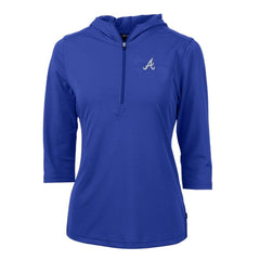 Atlanta Braves Cutter & Buck Women's Virtue Eco Pique 3/4 Sleeve Half-Zip Pullover Hoodie Outlet