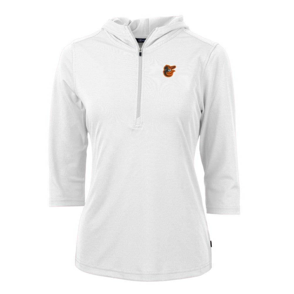 Baltimore Orioles Cutter & Buck Women's Virtue Eco Pique 3/4 Sleeve Half-Zip Pullover Hoodie Sale