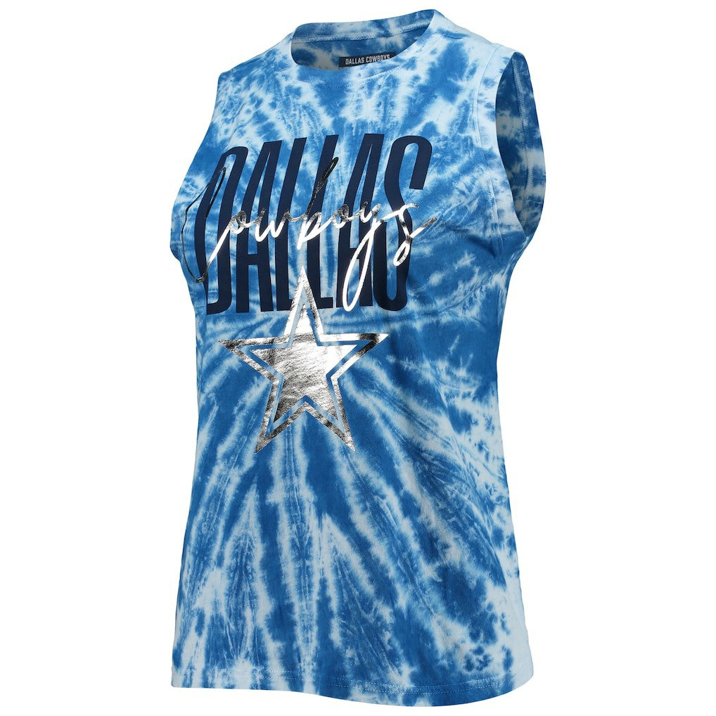 Dallas Cowboys Lauren James Women's Tie-Dye Jersey Boxy Tank Top - Royal - NFL