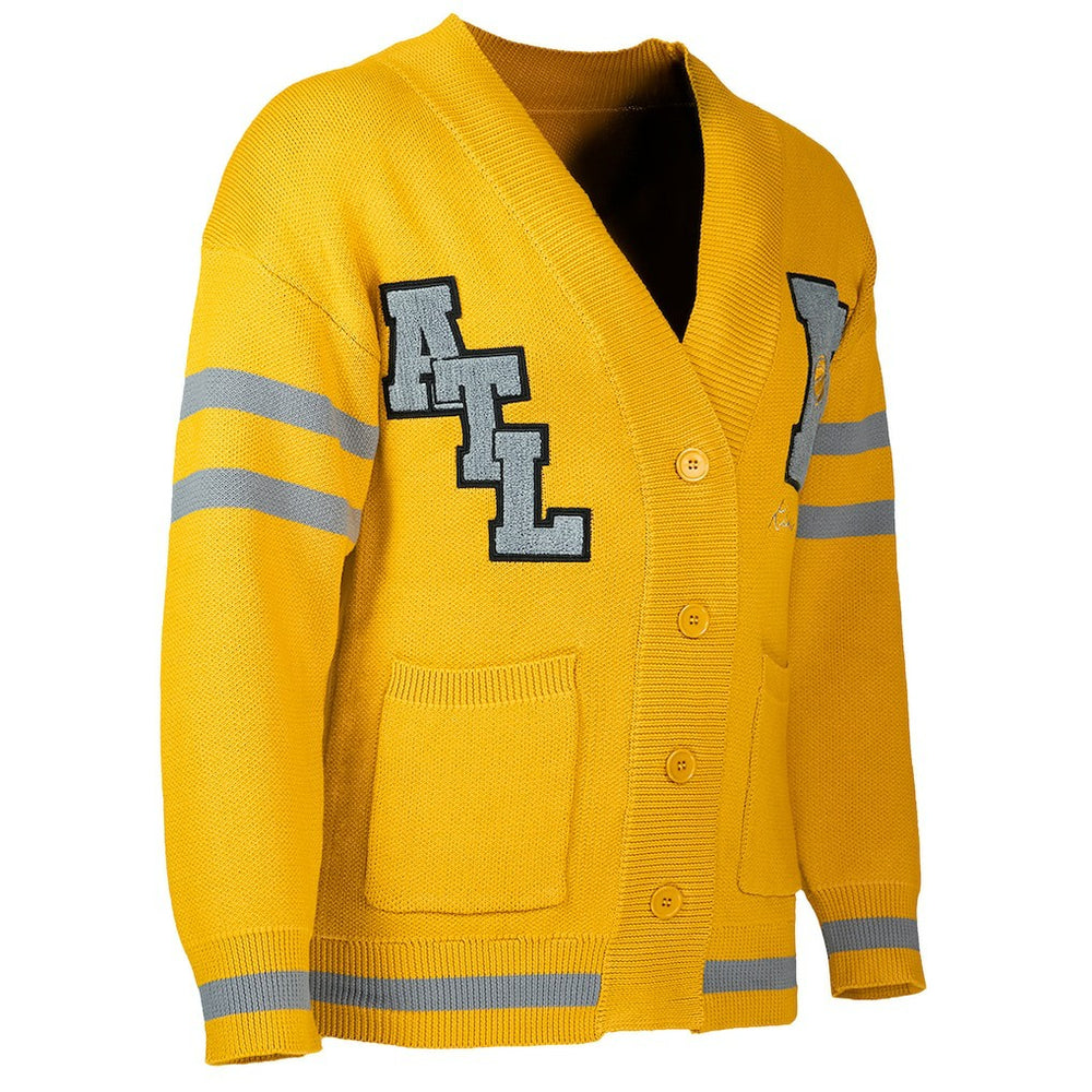 Atlanta Hawks NBA x Keiser Clark No Caller ID Button-Up Cardigan Yellow/Gray