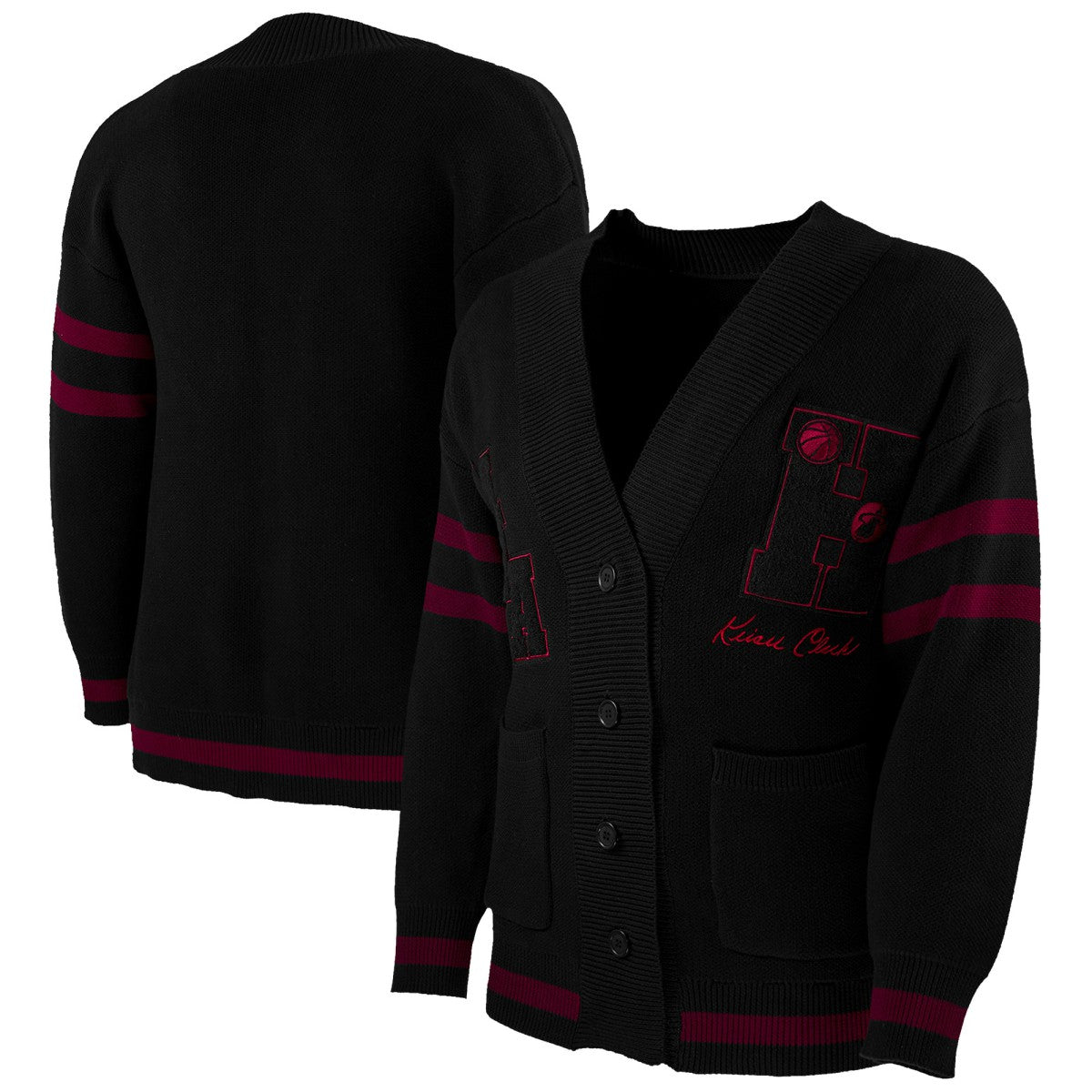 Miami Heat NBA x Keiser Clark No Caller ID Button-Up Cardigan Black/Red