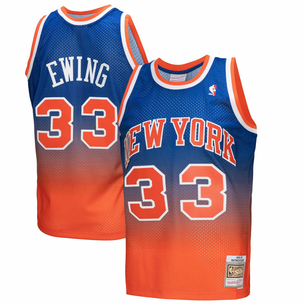 Mitchell & Ness Patrick Ewing New York Knicks 1991/92 Hardwood Classics Fadeaway Swingman Player Jersey Orange/Royal