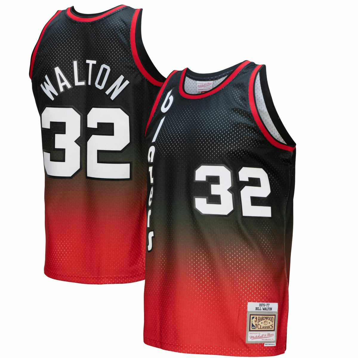 Mitchell & Ness Bill Walton Portland Trail Blazers 1976/77 Hardwood Classics Fadeaway Swingman Player Jersey Red/Black
