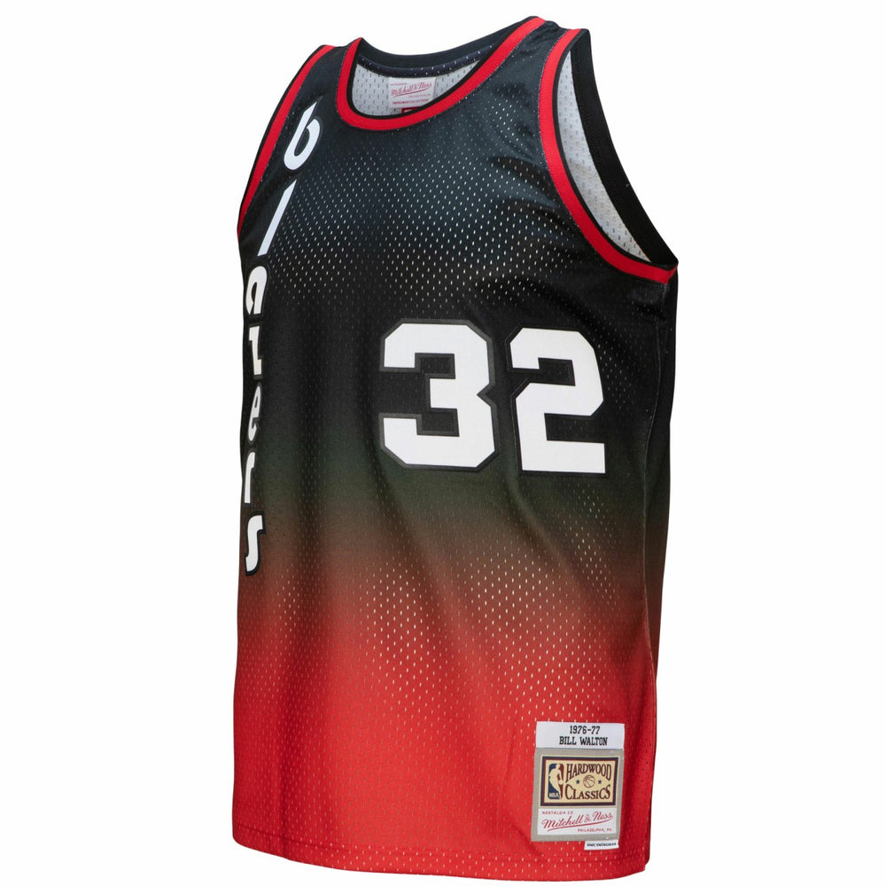 Mitchell & Ness Bill Walton Portland Trail Blazers 1976/77 Hardwood Classics Fadeaway Swingman Player Jersey Red/Black