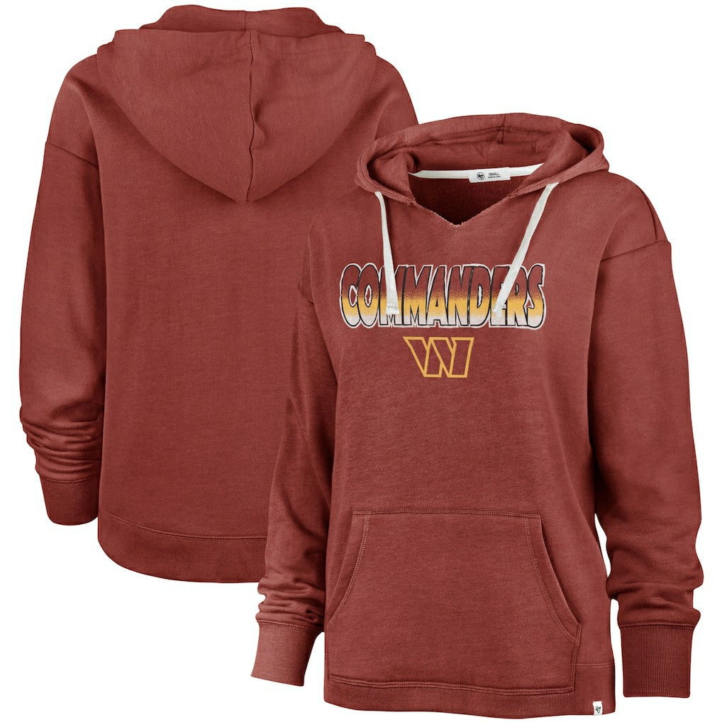 Washington Commanders '47 Women's Color Rise Kennedy Pullover V-Neck Hoodie - Heathered Burgundy - 47 brand