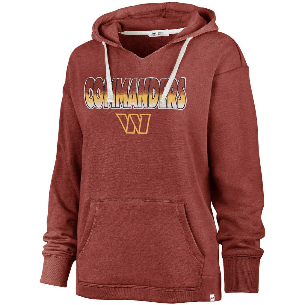 Washington Commanders '47 Women's Color Rise Kennedy Pullover V-Neck Hoodie - Heathered Burgundy - 47 brand