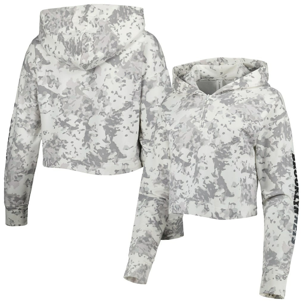 Brooklyn Nets Lusso Women's Maia Tri-Blend Cropped Quarter-Zip Top Gray/White