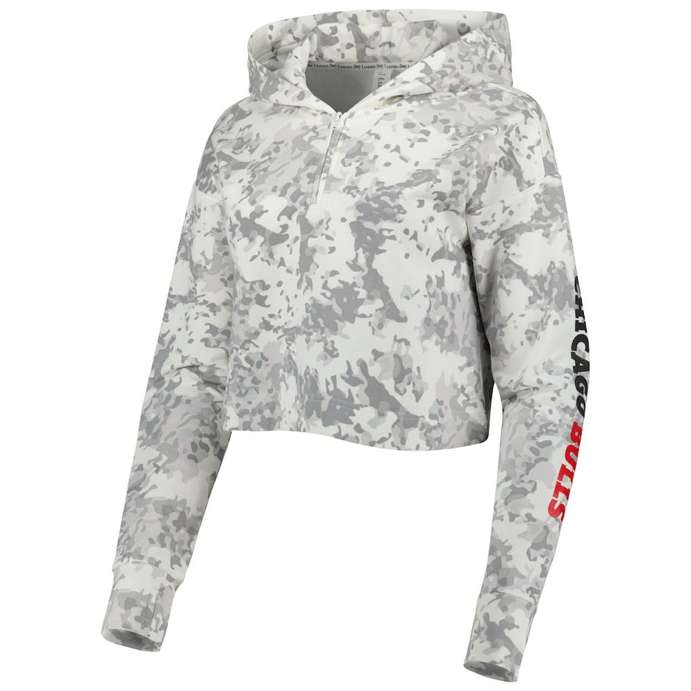Chicago Bulls Lusso Women's Maia Tri-Blend Cropped Quarter-Zip Top Gray/White