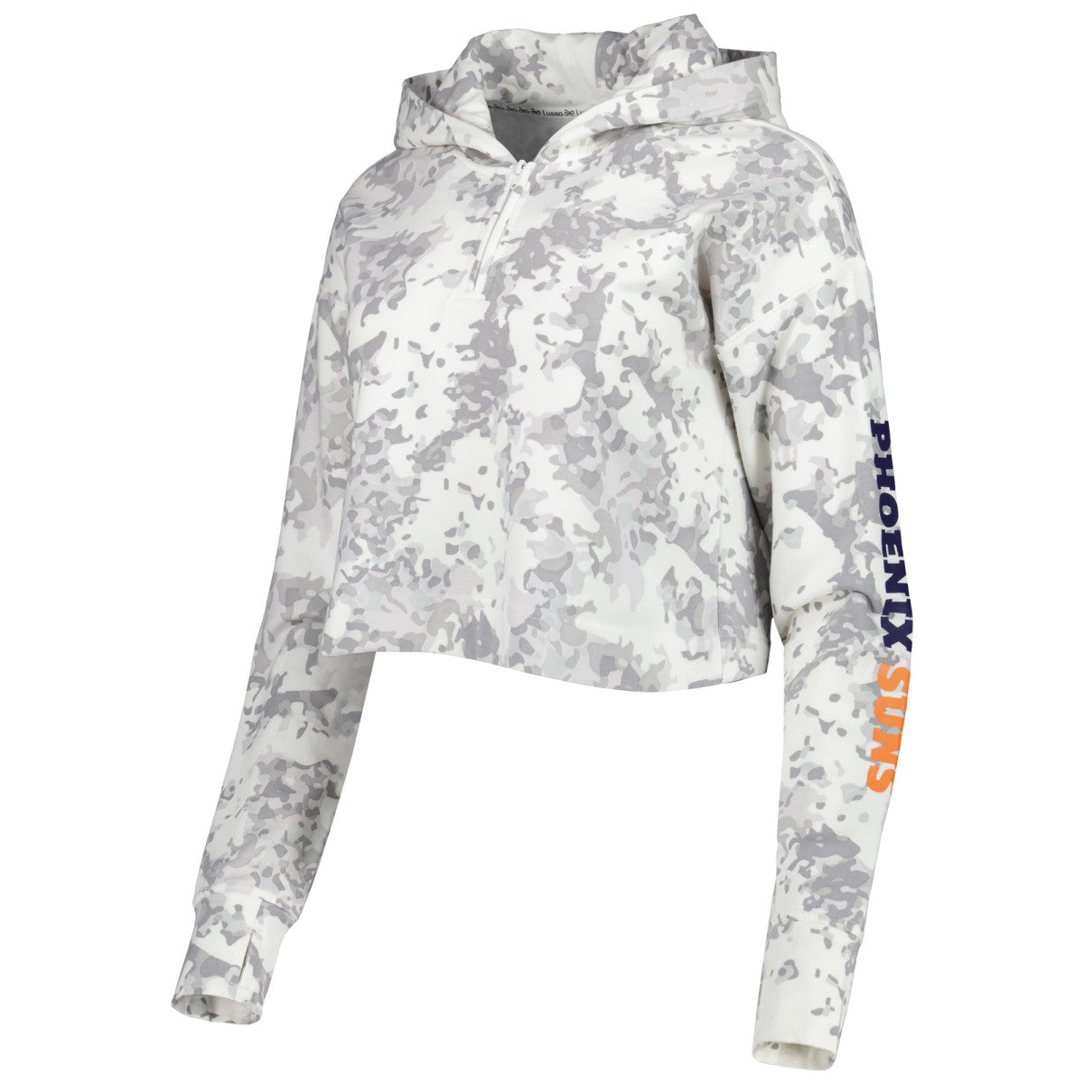 Phoenix Suns Lusso Women's Maia Tri-Blend Cropped Quarter-Zip Top Gray/White