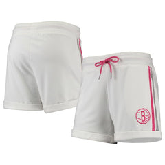 Brooklyn Nets Lusso Women's Melody Cuffed Tri-Blend Shorts White/Pink