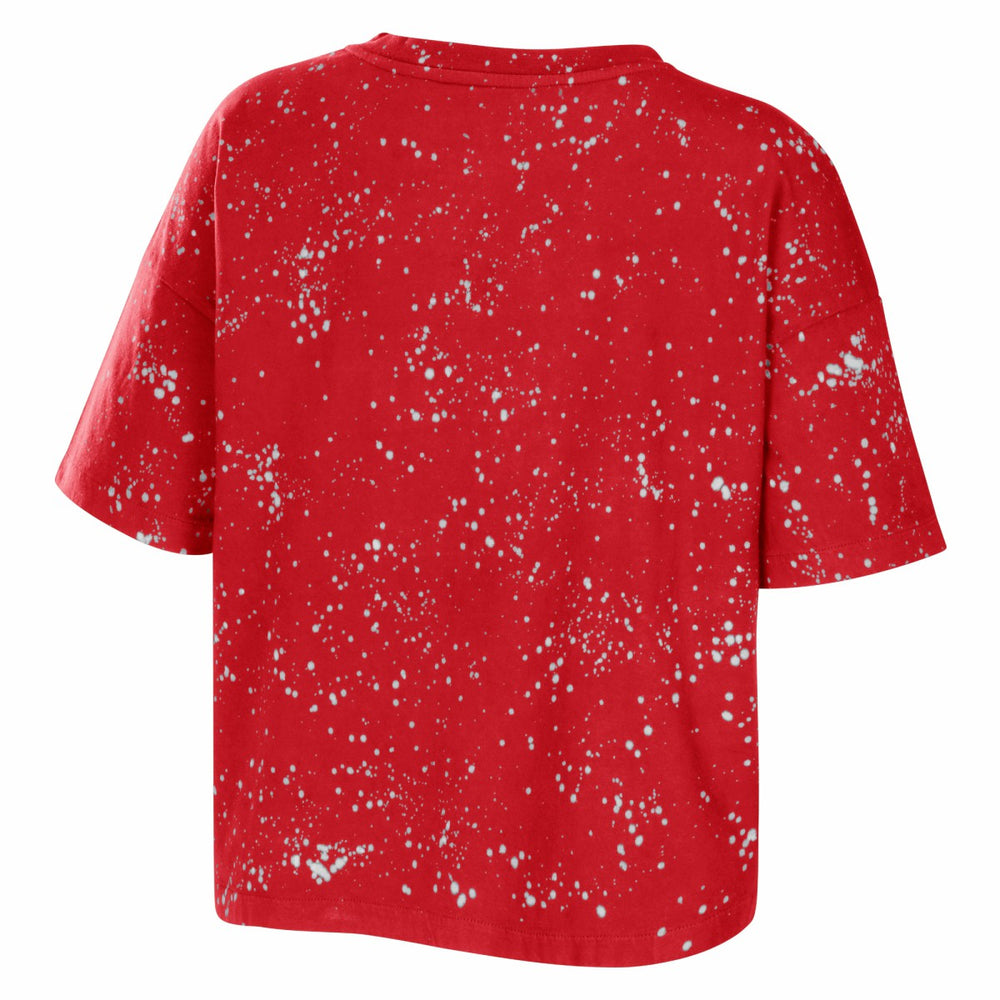Toronto Raptors WEAR by Erin Andrews Women's Bleach Splatter Notch Neck T-Shirt Red