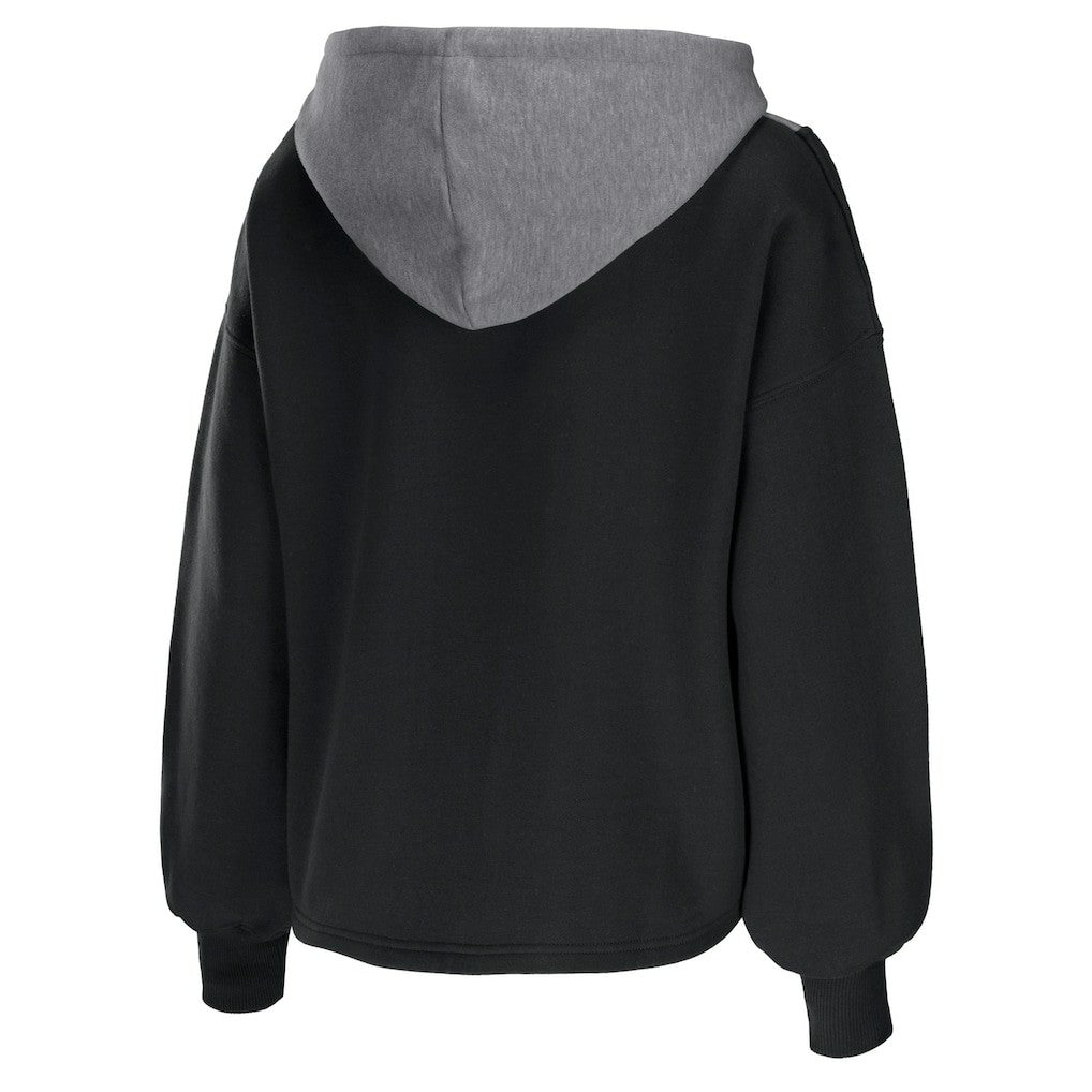 Brooklyn Nets WEAR by Erin Andrews Women's Pieced Quarter-Zip Hoodie Jacket Black