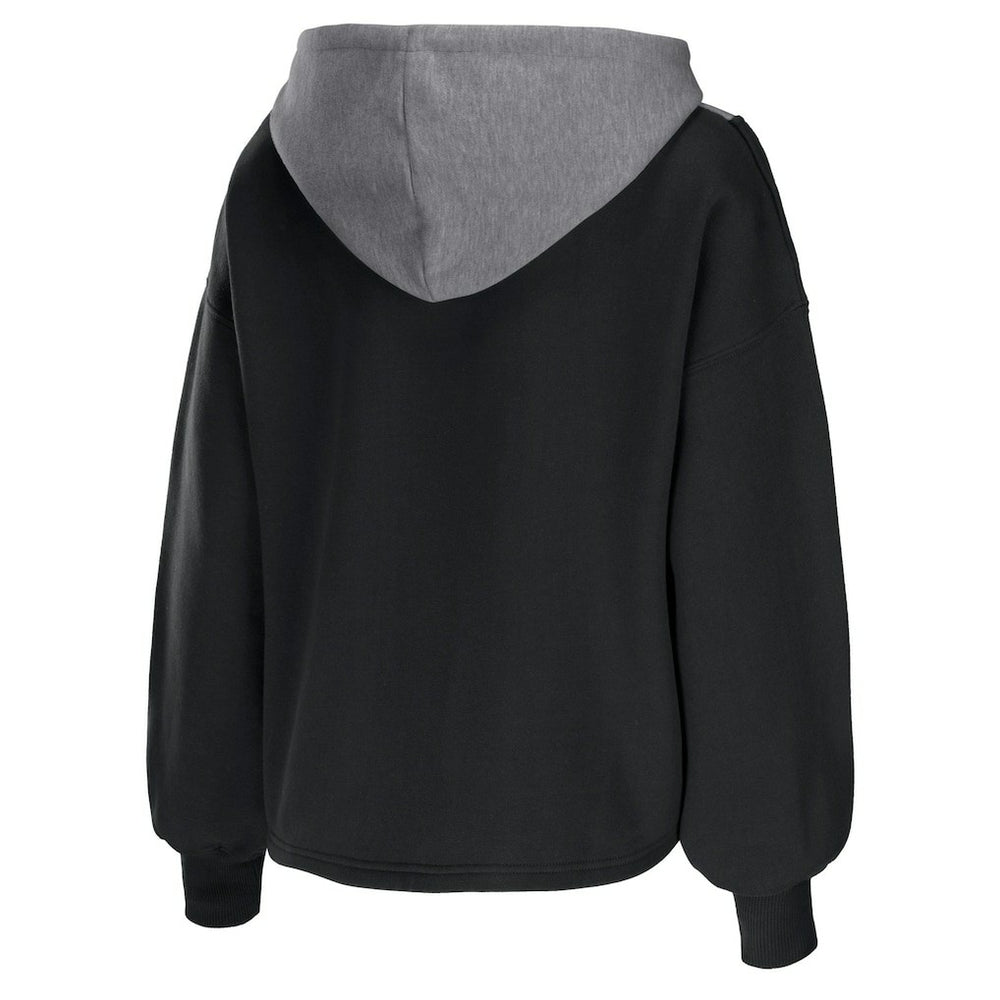 Brooklyn Nets WEAR by Erin Andrews Women's Pieced Quarter-Zip Hoodie Jacket Black