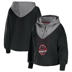 Miami Heat WEAR by Erin Andrews Women's Pieced Quarter-Zip Hoodie Jacket Black
