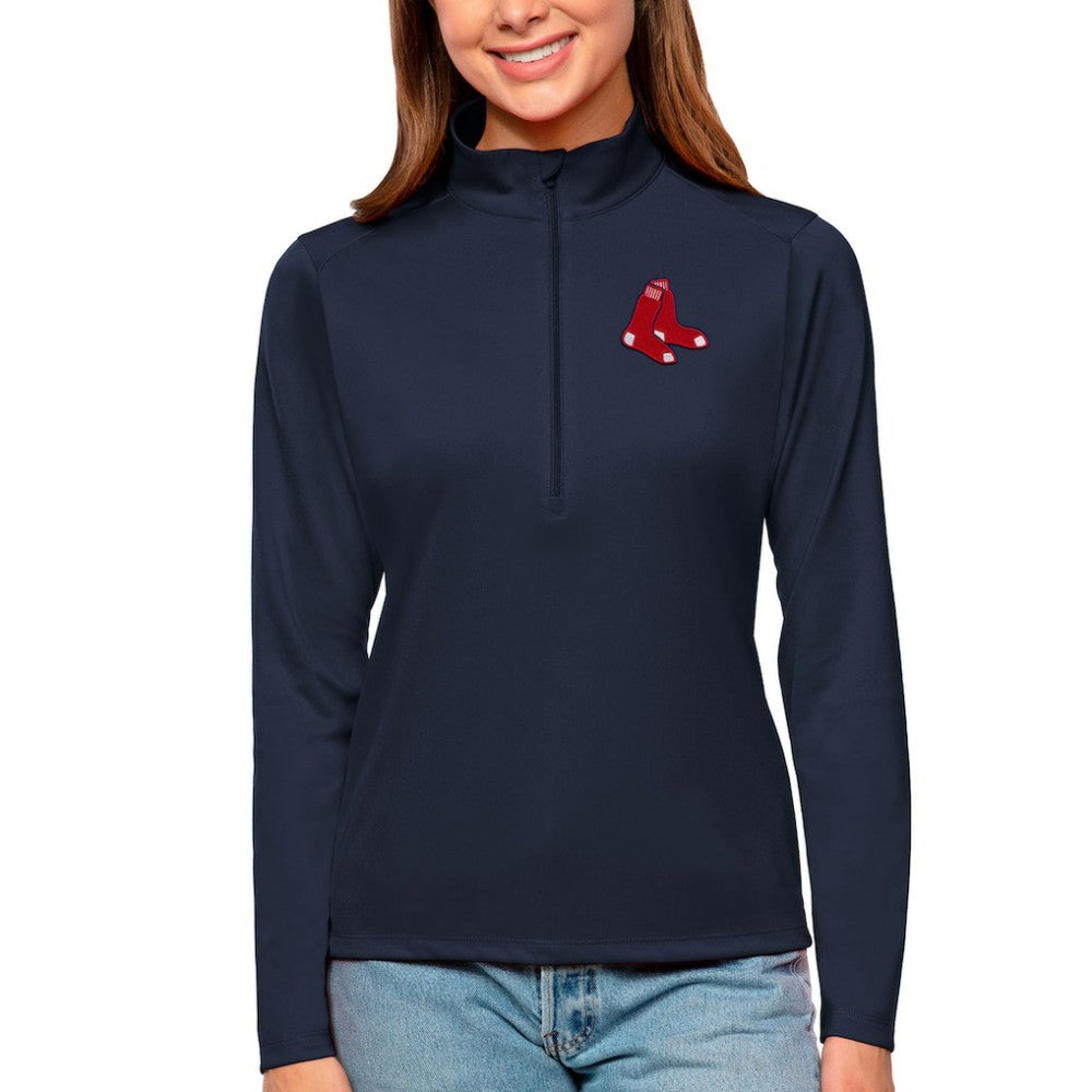 Boston Red Sox Antigua Women's Tribute Quarter-Zip Pullover Top Sale
