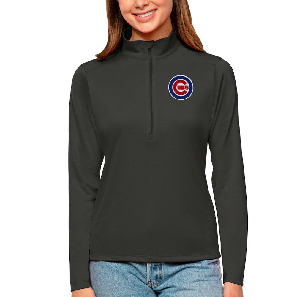 Chicago Cubs Antigua Women's Tribute Quarter-Zip Pullover Top for sale