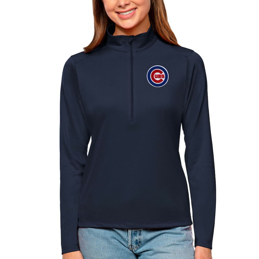 Chicago Cubs Antigua Women's Tribute Quarter-Zip Pullover Top Discount
