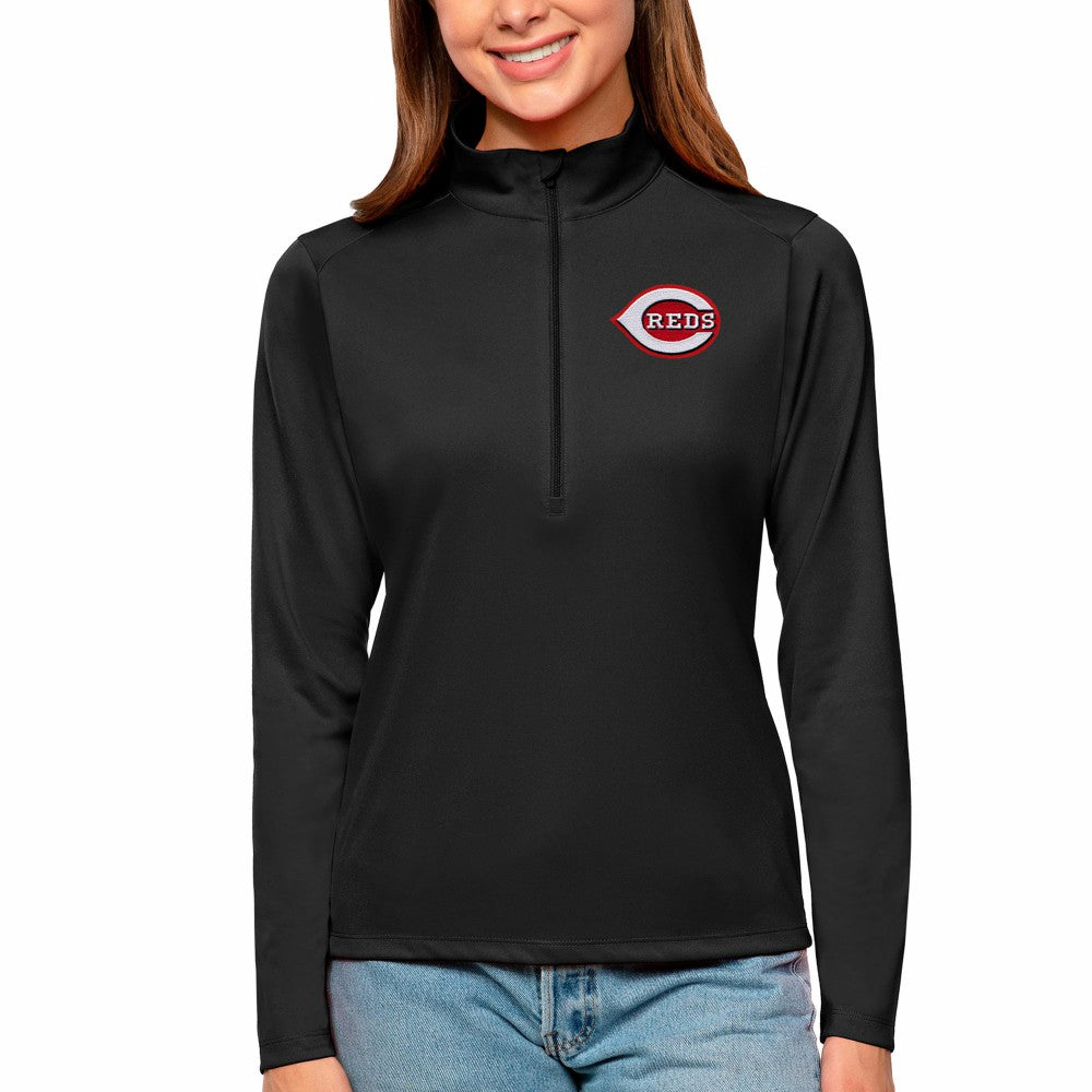 Cincinnati Reds Antigua Women's Tribute Quarter-Zip Pullover Top Online