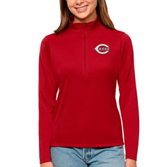 Cincinnati Reds Antigua Women's Tribute Quarter-Zip Pullover Top Online