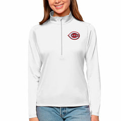 Cincinnati Reds Antigua Women's Tribute Quarter-Zip Pullover Top Outlet