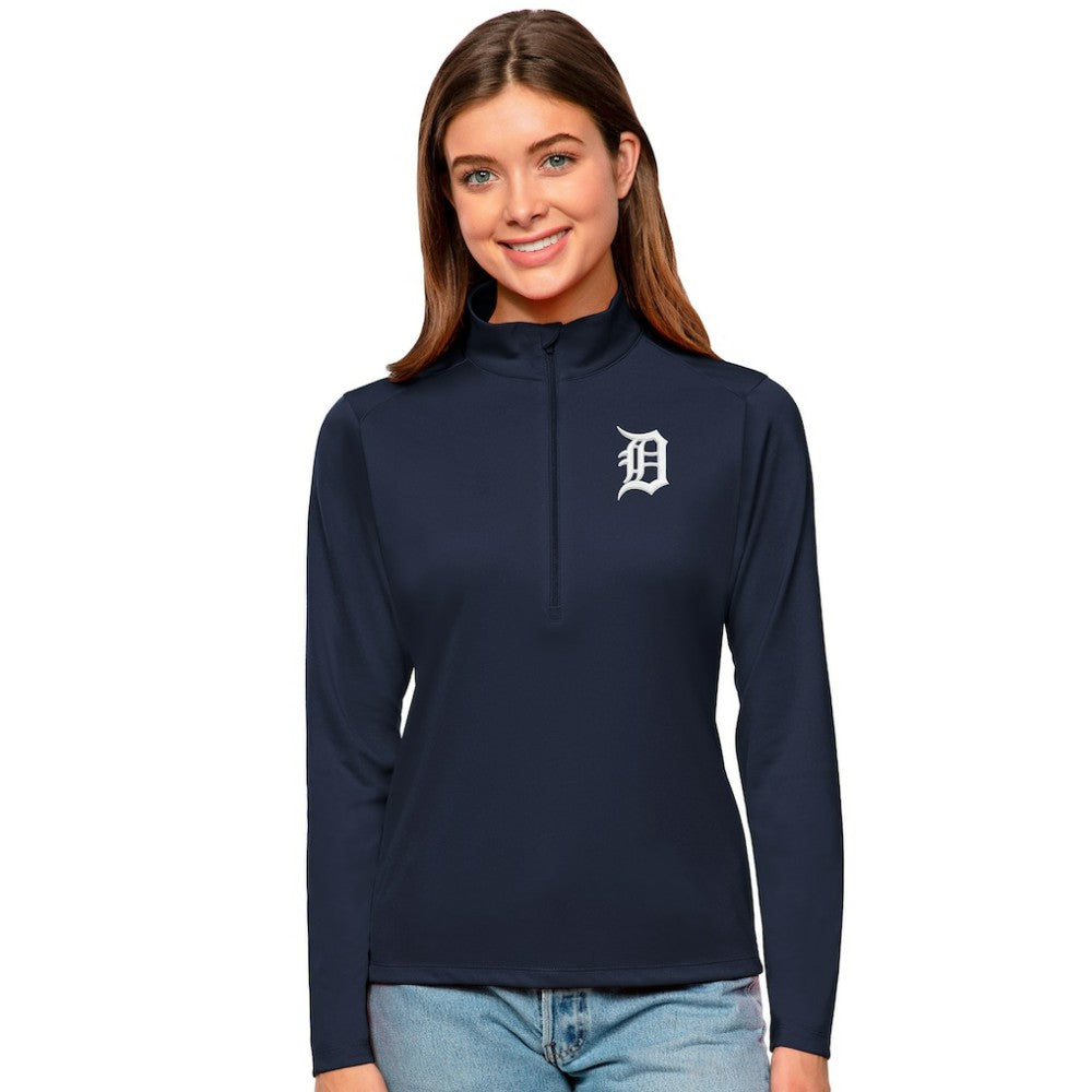 Detroit Tigers Antigua Women's Tribute Quarter-Zip Pullover Top Sale