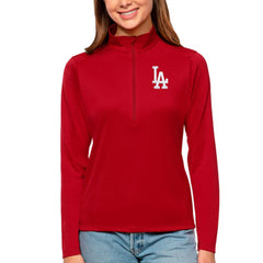 Los Angeles Dodgers Antigua Women's Tribute Quarter-Zip Pullover Top Online