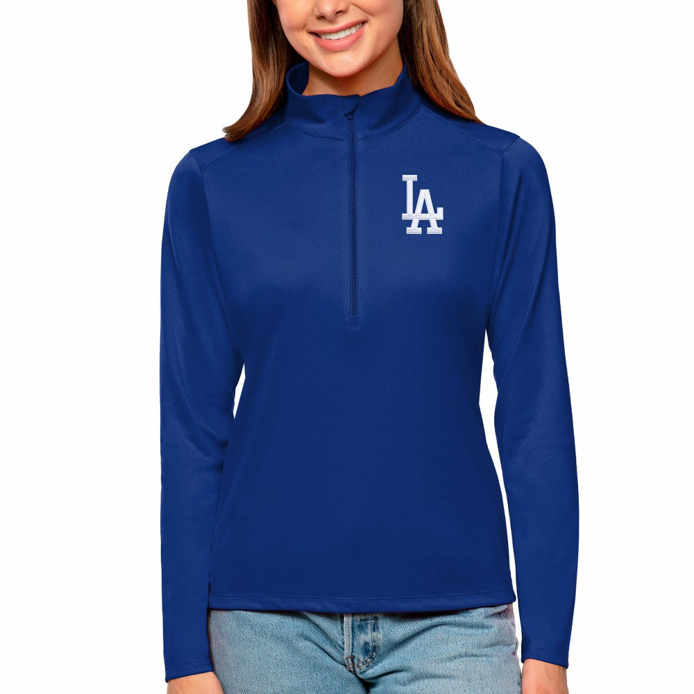 Los Angeles Dodgers Antigua Women's Tribute Quarter-Zip Pullover Top Outlet