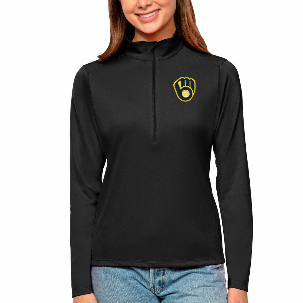 Milwaukee Brewers Antigua Women's Tribute Quarter-Zip Pullover Top for sale