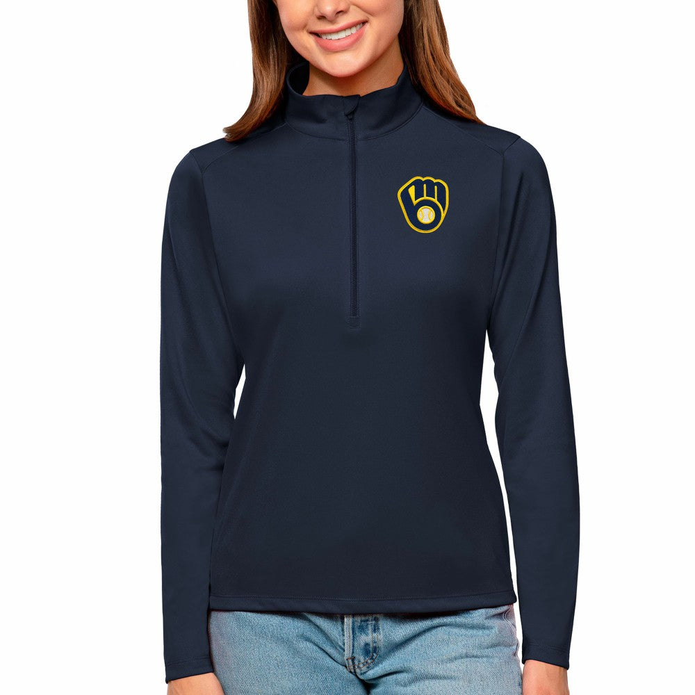 Milwaukee Brewers Antigua Women's Tribute Quarter-Zip Pullover Top Near Me