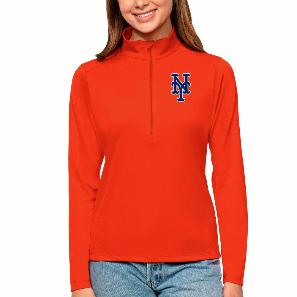 New York Mets Antigua Women's Tribute Quarter-Zip Pullover Top Outlet