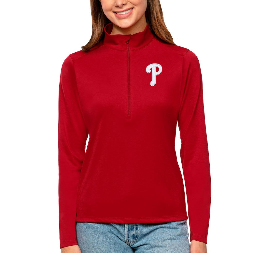 Philadelphia Phillies Antigua Women's Tribute Quarter-Zip Pullover Top Online