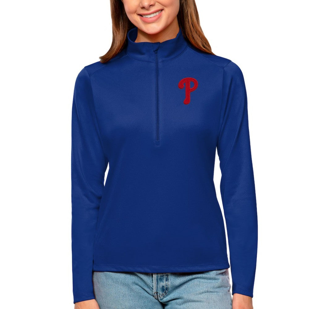 Philadelphia Phillies Antigua Women's Tribute Quarter-Zip Pullover Top for sale