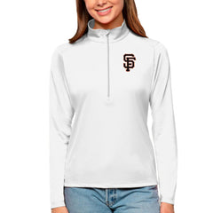 San Francisco Giants Antigua Women's Tribute Quarter-Zip Pullover Top Online