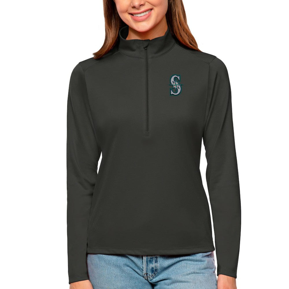 Seattle Mariners Antigua Women's Tribute Quarter-Zip Pullover Top Outlet