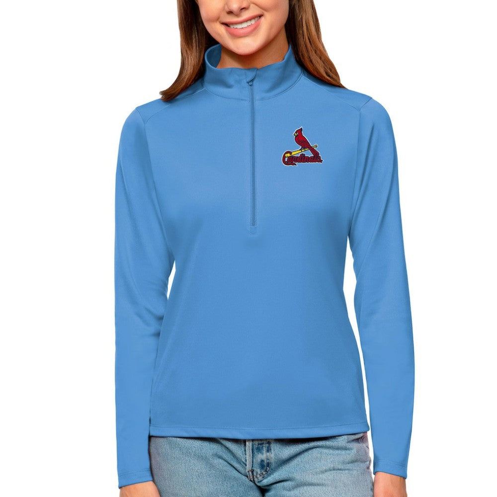 St. Louis Cardinals Antigua Women's Tribute Quarter-Zip Pullover Top Discount
