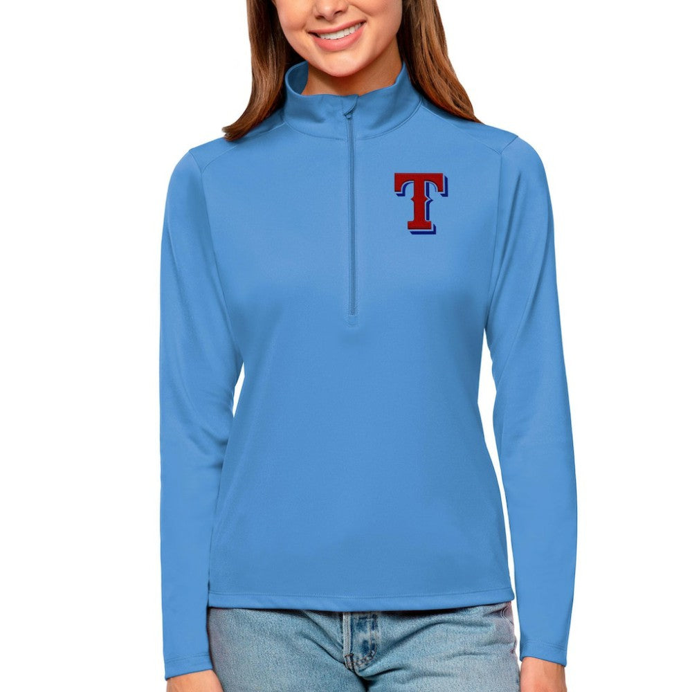 Texas Rangers Antigua Women's Tribute Quarter-Zip Pullover Top for sale