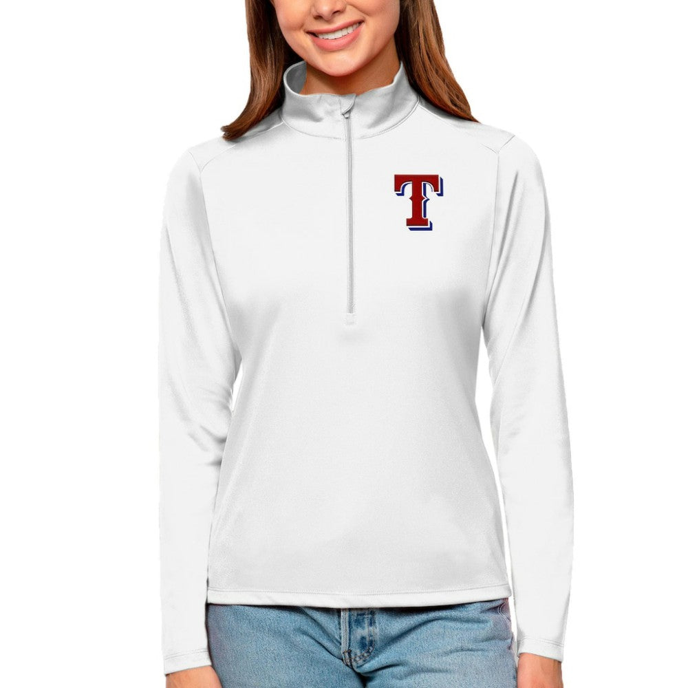 Texas Rangers Antigua Women's Tribute Quarter-Zip Pullover Top Sale