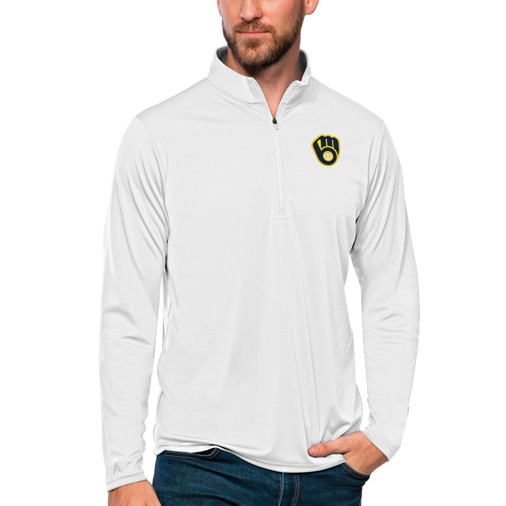 Milwaukee Brewers Antigua Tribute Quarter-Zip Pullover Top Outlet